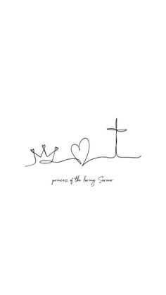 a cross and two hearts with the words princess of the rosary written in black ink