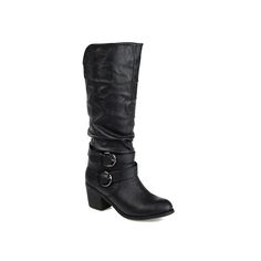 Journee Collection-Late Boot Searching for a basic tall boot to complete your casual fall wardrobe? Journee Collection has you covered with the Late! With a slouchy silhouette and tailored buckle accents, these versatile knee high boots will pair great with jeans or leggings. Click here for Boot Measuring Guide. Knee-high Boots With Buckle Closure For Fall, Wide Calf Fall Boots With Buckle Closure, Fall Knee-high Boots With Buckle Closure, Wide Calf Mid-calf Boots With Buckle For Fall, Ballet Boots, Spike Heels, Wide Calf Boots, Buckle Boots, Fashion Designs