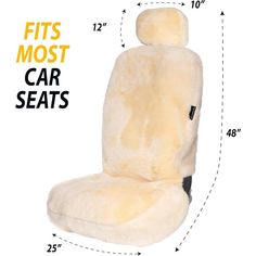 the car seat cover is shown with measurements for it's most comfortable and stylish