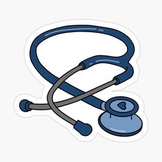 a blue stethoscope sticker with a hook on the end and a heart in it