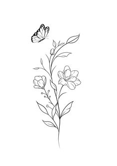 Flower Tattoos For Women With Words, Simple Palm Size Tattoos Ideas, Line Art Leg Tattoo, Daughter Tattoos For Mom Name, Dainty Hip Tattoos Women Flower, 30 Minute Tattoos, Dainty Painting Ideas, Line Of Flowers Tattoo, Line Art Tattoos Flower