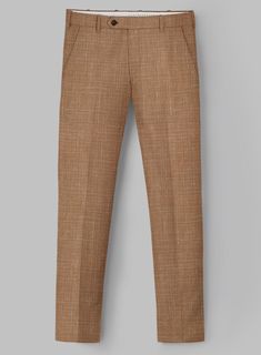 Indulge in the allure of classic refinement with our Loro Piana Alessia Wool Silk Linen Pants. Crafted with meticulous attention to detail from a luxurious blend of wool, silk, and linen, this ensemble is enveloped in a rich brown hue and adorned with a refined Solid pattern. It transcends mere clothing to become an expression of refined taste and unparalleled comfort. Whether gracing the halls of a formal dinner or stepping into the spotlight of special occasions, you become the embodiment of style, commanding attention with effortless elegance and confidence.   A marriage of elegance and comfort, Loro Piana fabrics are made using the highest quality raw materials in the world, in their purest form or blended together. A sophisticated response to the dictates of contemporary elegance, the Tailored Brown Ankle-length Dress Pants, Luxury Brown Formal Pants, Elegant Brown Ankle-length Pants, Elegant Wool Beige Bottoms, Elegant Beige Wool Bottoms, Elegant Beige Tailored Pants, Elegant Flax Tapered Leg Pants, Luxury Brown Trousers, Elegant Fitted Linen Pants