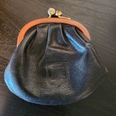 Black Leather With Brown Trim And Gold Kisslock Hardware. In Amazing Condition With Super Soft Leather. Brown Trim, Celine Bags, Coin Pouch, Soft Leather, Black And Brown, Black Leather, Bag Lady, Pouch, Wallet