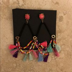 Very Colorful, Hypoallergenic Dangle Earrings Trendy Tassel Earrings With Dangling Beads, Earrings Color, Dangle Earrings, Jewelry Earrings, Fast Delivery, Women Jewelry, Women Shopping, Black, Color