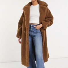 Nwt Oversized Teddy Coat By Monki. Bought 2 To Compare Sizes And Ended Up Going With The Xxs, So This Has Been Stuck In My Closet! Super Thick And Fluffy! Has 2 Button Clasps And Pockets On Each Side. Tag Xs. This Runs Very Oversized So I Believe It Can Fit Up To A Medium Comfortably. Please Refer To Measurements For Best Fit. Measurements Laid Flat: Pit To Pit-21” Length-43” Sleeve Length-17” Teddy Coat Outfit, Autumn Coats, Teddy Jacket, Teddy Coat, Coat Outfits, Women's Coats & Jackets, Long Coat, Double Breasted, New Look