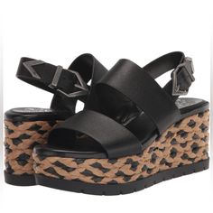 This Brand New, Never Worn Sandal Is Both Sophisticated And Fun! The Platform Wedge Is Extremely Comfortable! These Will Arrive In Their Original Packaging. Cheetah Flats, Ankle Sandals, Square Toe Sandals, Caged Sandals, Low Heel Sandals, Tan Heels, Autumn Outfits, Peep Toe Sandals, The Platform