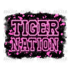 the words bulldog nation in pink and black