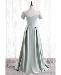 Buy elegant beaded neckline satin pleated formal dress with short sleeves at affordable price online. Free shipping and pro custom service since 2009. Prom Evening Dress With Short Sleeve And Fitted Bodice, Bridesmaid Evening Dress With Fitted Bodice And Short Sleeves, Elegant Short Sleeve Bridesmaid Evening Dress, Short Sleeve Wedding Dress With Pleated Back, Satin Dress With Fitted Bodice And Short Sleeves, Satin Short Sleeve Dress With Fitted Bodice, Fitted Evening Dress With Pleated Back For Banquet, Prom Dresses With Sweep Train And Short Sleeves, Short Sleeve Satin Dresses For Prom