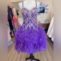 Color Is Purple Size Is Xl (See Pics For More Info) Nwt Purple Quince Dress, Purple Homecoming, Purple Quince, Purple Homecoming Dress, Quinceañera Ideas, Colorful Dresses Formal, Quince Dress, Quinceanera, Formal Dress