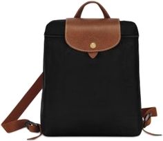 Classic Black Backpack With Detachable Strap, Classic Backpack With Removable Pouch, Classic Black Leather Backpack With Leather Trim, Classic Black Nylon Backpack, Black Backpack With Leather Trim For Travel, Black Travel Backpack With Leather Trim, Classic Black Bag For Commuting, Black Bag With Leather Trim For Commuting, Classic Backpack With Leather Trim For On-the-go