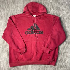 Vintage 2000s Adidas Three Stripes Stitched Embroidered Sportswear Athletic Y2K Aesthetic Basic Red Graphic Hoodie Large Mens  Condition: Fair Used Condition = Has small flaws on the sleeve due to wear and age. Measurements: Please see photos above for all measurements IF YOU BUY TWO OR MORE ITEMS USE THE CODE BUNDLE @ CHECK TO SAVE 20% WE SHIP WITHIN 24 HOURS AFTER PURCHASE! Please be aware that we do not offer free returns!! The Buyer is responsible for the cost of the return label.  Follow us on TikTok & Instagram @findsnostalgic and tag us in your finds Red Sporty Sweats For Winter, Oversized Sports Hoodie, Oversized Sportswear Hoodie For Sports, Red Fleece Sweats For Streetwear, Casual Red Sports Sweats, Red Casual Sports Sweats, Oversized Hooded Sports Sweats, Casual Red Sweats For Sports, Oversized Hooded Sweats For Sports