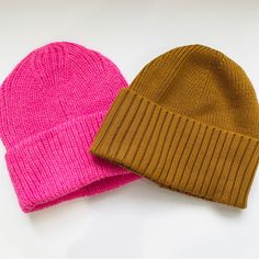 Pink Is American Eagle Nwot Mustard Yellow Is Club Monaco Nwt Retails $69 Price Is For Both Knit Hats Winter, Fall, Cold Weather, Knit, Knit Hat, Beanie, Warm, Cozy, Holidays, Gifts, Snow, Snow Weather, Skiing, Slopes, Ski, Snowboard, Vacation, Winter Vacation, Travel, Chunky Hats, Stylish, Studio Snow Weather, Vacation Winter, Faux Fur Headband, Floral Bucket Hat, Chunky Hat, Hats Winter, Beige Hat, Fur Headband, Embroidered Butterfly