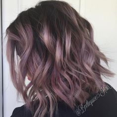 Love this #KenraColor from beetlejuice_hair! On level 10 pre-lightened hair: 8VM with 3 inches of Violet Booster. Applied all over the lightened hair, leaving out a few sub-sections. Added 2 inches of 5VR to the left over color and applied it to the sections left out. #MetallicObsession Brown Mauve Hair, Mauve Hair Color, Beetlejuice Hair, Hair Dark Roots, Lightened Hair, Hair Dark, How To Lighten Hair