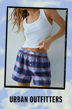 Effortless cool Out From Under boxer short in a super soft flannel. Features a mid-rise elasticated waistline, 3-button fly and patch at the front. Exclusively at Urban Outfitters. Features Out From Under flannel boxer short Lounge short Soft brushed flannel fabric Mid-rise elasticated waistline with patch at the front 3-button placket Relaxed fit Mini length Easy pull-on style UO exclusive Content + Care 100% Cotton Machine wash Imported Size + Fit Model in Black + White is 5’10" and wearing size Small Measurements taken from size Small Waist: 27" Inseam: 3.5" | Out From Under Flannel Boxer Short in Blue, Women's at Urban Outfitters Lounge Shorts, Flannel Fabric, Boxer Shorts, Soft Flannel, Jeans For Sale, Small Waist, Button Placket, Women's Intimates, Womens Bottoms