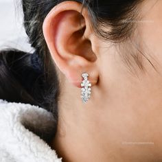 Dive into the magical temptation of this stunning Earrings in attractive shape and design made of White Gold studded with Diamond. An essential ornament to add in your jewellery collection! ✧✧Welcome To Our Shop Spectrum Jewels India✧✧ ""Expensive 18k White Gold Wedding Handmade Brilliant Cut Diamond Natural Dainty Hoop Earrings For Anniversary Gift, Valentine Gift For Wife"" ★PRODUCT SPECIFICATION★ * ITEM CODE - SEE-13836B * EARRING LENGTH - 20 Millimetres Approx * METAL - 18k White Gold * 18k Bridal Marquise Brilliant Cut Earrings, White Gold Marquise Earrings For Wedding, White Gold Marquise Wedding Earrings, Marquise Diamond Cut Cluster Earrings For Wedding, Silver Marquise Bridal Earrings In Fine Jewelry Style, Fine Jewelry Marquise Hoop Earrings For Wedding, Silver Marquise Bridal Earrings Fine Jewelry, Marquise Hoop Earrings For Wedding, Fine Jewelry, Silver Brilliant Cut Hoop Earrings For Wedding