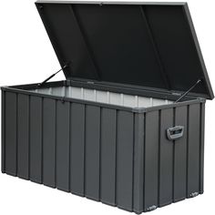 a large storage box with two open doors