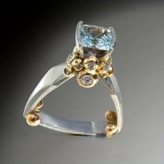 14k Gold Vermeil Aquamarine Handcrafted Engagement Rings Contemporary, Ring Bride, Classical Sculpture, Triangle Ring, Gold Triangle, Fancy Stones, Colored Engagement Rings, Ring Sapphire, 2 Rings