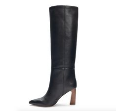 This knee-high boot is a dream, from its pointed toe to its stacked wood-wrapped heel. With a retro-inspired wider calf, this comfortable shoe was made for walking, all while capturing every stare. Leather upper and manmade materials 3.5" heel, 15" tall shaft *Item may be shipped without box* Fall Leather Boots, Tall Leather Boots, Wood Heel, Tall Boot, Denim Romper, Wide Calf, Chinese Laundry, Boots Fall, Tall Boots