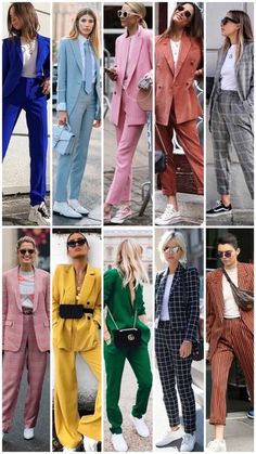 18x inspiratie voor damespakken - zwart/gekleurd/print Suits And Sneakers, Kylie Jenner Outfits, Women's Suits, Woman Suit Fashion, Summer Work Outfits, Work Outfits Women, Soft Grunge, 가을 패션