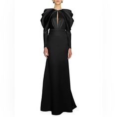 This Item Is In Great Condition To Prevent Any Illegal Store Returns There Is A Line Through The Designer Name. There Is Also A Piece Missing To Snap The Top Part Of The Dress Together . Drape Sleeves, Designer Name, Gowns With Sleeves, The Top, The Dress, A Line, Long Sleeve Dress, Satin, Silk