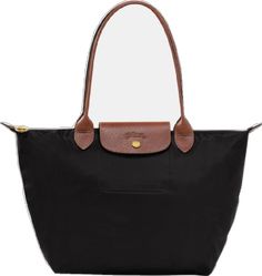 Classic Black Shoulder Bag With Leather Trim, Classic Black Bag With Snap Closure, Longchamp Bag, Longchamp Bags, Longchamp Le Pliage, Snap Button, Inside Pocket, Tote Bag, Collage