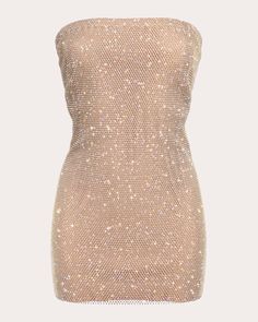 The perfect party piece, this strapless mini dress decorates its opaque mesh silhouette with golden rhinestone embellishments to create mesmerizing shimmer. Pull-on Strapless neckline Rhinestone embellishments Mesh Self: 50% rhinestone, 30% polyester, 20% cotton Lining: 70% polyester, 25% polyamide, 5% elastane Dry clean only Made in Ukraine Size & Fit Model (wearing size XS/S): 5ft 9.5in tall, 30.31in bust, 22.83in waist, 35.43in hips Fits true to size Size XS (US 0-2): 33-34in bust, 23-24in waist, 34-35in hips Size S (US 4-6): 35-36in bust, 25-26in waist, 36-37in hips Size M (US 8-10): 36-37in bust, 27-28in waist, 38-39in hips Size L (US 12-14): 37-38in bust, 28-29in waist, 39-41in hips Please note, above measurements reflect Santa Brands' size chart, not the actual garment. Champagne Gold Dress, Rhinestone Mini Dress, Rhinestone Mini Dresses, Made In Ukraine, Rhinestone Embellishments, Tumblr Fashion, Strapless Mini Dress, Gold Dress, Beaded Dress