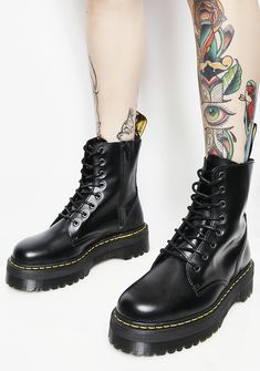 Dr. Martens Jadon 8 Eye Boots | Dolls Kill Alternative Style Lace-up Boots With Lug Sole For Streetwear, Punk Platform Boots With Reinforced Heel For Streetwear, High-top Chunky Platform Moto Boots For Streetwear, Edgy High-top Combat Boots With Reinforced Heel, High-top Platform Boots With Reinforced Heel For Streetwear, Chunky Platform Boots For Punk Streetwear, Alternative Style High-top Lace-up Boots For Streetwear, Grunge Combat Boots With Lug Sole For Fall, Ankle-high Combat Boots With Reinforced Heel For Streetwear