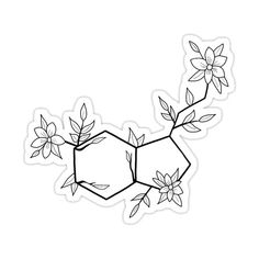 a sticker with flowers and leaves in the shape of hexagons on a white background