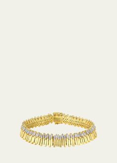 Suzanne Kalan 18k Yellow Gold Jagged Baguette Diamond Tennis Bracelet Baguette Bracelet, Latest Bracelets, Suzanne Kalan, Diamond Tennis Bracelet, Box Clasp, Diamond Carat, Tennis Bracelet Diamond, Gold Shimmer, Baguette Diamond