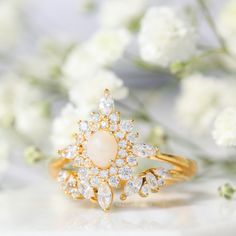 The Starlight Ring – Milk Couture Co. Luxury Moonstone Halo Ring For Wedding, Celestial Yellow Gold Diamond Ring For Wedding, Celestial Style Yellow Gold Diamond Wedding Ring, Heirloom Crystal Open Ring For Wedding, Heirloom Open Crystal Ring For Wedding, Vintage Halo Diamond Wedding Ring, Heirloom Style Open Crystal Ring For Weddings, Vintage Wedding Diamond Ring With Halo, Celestial Style Diamond Wedding Ring