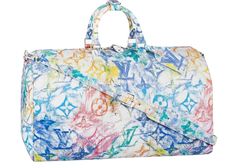 Louis Vuitton Keepall Bandouliere 50 Pastel Multicolor Duffle Weekend Travel Bag ********** Louis Vuitton ********** Brand: Louis Vuitton Size: 50 (19.7 x 11.4 x 9.1 inches) Name: Pastel Color: Multicolor Style#: M57486 Style: Weekend Travel Bag The Keepall 50 Bandoulière is made from coated canvas with a soft multicolor pastel print of the Monogram pattern, the colors evoking Virgil Abloh's iconic rainbow signature Soft sided and cabin friendly, the Keepall bag merits its name: the unexpectedly spacious interior can hold a everything needed for a weekend getaway Monogram Watercolor Pastel Multicolor coated canvas Cowhide leather trim Textile lining Silver color hardware Zip closure system Leather name tag Inside zipped pocket Large capacity Strap: Removable, adjustable Strap drop: 14.2 in Keepall Louis Vuitton, Pastel Bags, Girl Wishlist, A New Me, Chunky Chain Necklaces, Crocodile Bags, Spring Accessories, Louis Vuitton Keepall, Lv Bags