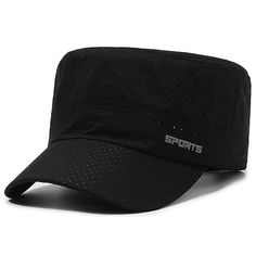 Season:All Seasons; Gender:Men's; Style:Casual,Fashion; Hats Category:Sun Hat,Flat Cap; Occasion:Street,Daily; Material:Polyester; Function:Sunscreen,Breathable,Adjustable; Pattern:Letter; Front page:FF; Listing Date:05/24/2024; Head Circumference:56-60 Black Breathable Short Brim Hat, Black Breathable Hats For Spring, Spring Black Breathable Hat, Black Breathable Baseball Cap For Spring, Breathable Black Baseball Cap For Spring, Black Flat Cap For Outdoor Activities, Black Hats For Outdoor Activities In Spring, Black Breathable Flat Cap, Breathable Flat Cap For Summer