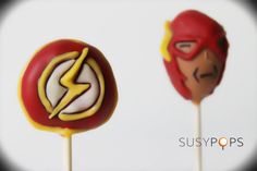 two lollipops with the flash logo on them