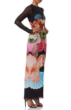 A curve-skimming mesh maxi boasts a captivating print and packing-list potential. Slips on over head Crewneck Long sleeves Lined 95% polyester, 5% spandex Machine wash, tumble dry Imported Hand Painted Dress, Mesh Maxi Dress, Bird Of Paradise, Nordstrom Dresses, Packing List, Hibiscus, Dallas, Slip On, Nordstrom