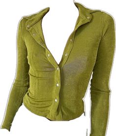 Y2k Fitted Button-up Top, Fitted Y2k Button-up Top, Green Stretch Tops With Button Closure, Stretch Button-up Party Tops, Trendy Green Stretch Shirt, Stretch Collared Top For Night Out, Stretch Tops With Button Closure For Party, Stretch Top With Button Closure For Party, Fitted Green Button-up Top