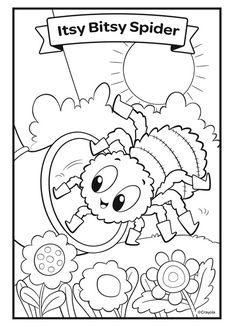 a coloring page with an image of a spider in the middle of it's body