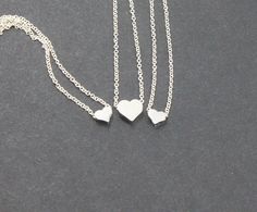 Mother Daughter Silver Heart Necklace Set 2345 by ElseJewelry Tiny Silver Necklaces For Mother's Day, Tiny Silver Necklace For Mother's Day, Tiny Silver Necklace For Anniversary, Simple Silver Heart Charm Necklaces, Simple Silver Charm Necklaces For Wedding, Simple Silver Heart Charm Necklace, Minimalist Sterling Silver Jewelry With Heart Beads, Simple Silver Heart Necklace For Valentine's Day, Silver Dainty Heart Necklace For Valentine's Day