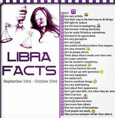 the libra fact's poster is shown in purple and white