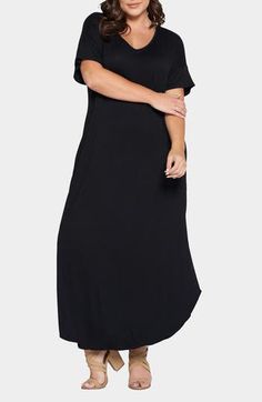 Keep your look casual yet sophisticated in this lightweight stretch-jersey dress that's an everyday staple. 58" length (size 1X) Slips on over head V-neck Short sleeves Side-seam pockets Unlined 95% rayon, 5% spandex Machine wash, tumble dry Made in the USA of imported fabric Asian & Pacific Islander Owned/Founded Black Jersey Maxi Dress, Light Green Dress, Pacific Islander, Jersey Maxi Dress, Grey Midi Dress, Grey Maxi Dress, Maxi Jersey Dress, Maxi Dress Green, Pink Maxi Dress