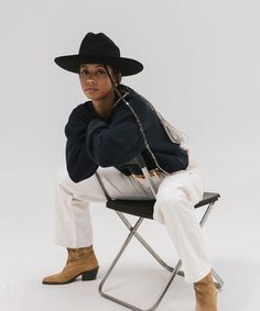 Ezra blends statement fashion with Western. A classic cattleman crown made to be styled for the city as much as the countryside. This hat features an upturned brim + a tall crown, giving Ezra a modern + feminine feel. Ezra comes with a removable tonal grosgrain band featuring a brass Gigi Pip pin. Other bands pictured are sold separately. Felt Hat Women, Large Hats For Women, Western Hat Styles, City Cowgirl, Modern Western Fashion, Tall Crown, Gigi Pip, Modern Cowgirl, Western Vibes