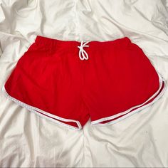 Nwot, Never Worn. Comfortable Stretchy Fit, High Waist, Drawstring Adjustable. Size Large - Fits Like M/L. Sporty Red Shorts For Loungewear, Casual Red Stretch Pajama Shorts, Red Cotton Athletic Shorts, Red Athletic Shorts For Loungewear, Red Casual Athletic Shorts For Workout, Casual Red Athletic Shorts For Workout, Red Cotton Athletic Shorts With Built-in Shorts, Red Stretch Shorts For Loungewear, Red Stretch Cotton Shorts