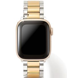 From Kendra Scott&#x2C; the Women's Dira 5 Link Two Tone Stainless Steel Bracelet Apple Watch Band features:Two-tone stainless steelButterfly clasp closureCompatible with Apple Watch  Series 1-8 and any Samsung Galaxy Watch  with 20mm strapsIncludes 2 sets of end links&#x2C; each compatible with the 2 different sizes of watch head sizes respectivelyStrap width 20mm tapers to 16mmStrap length approx. 6.97" - 5.55"Imported. Kendra Scott Apple Watch Band, Accessories Watches Women, Bracelet Apple Watch Band, Dani Austin, Bracelet Apple Watch, Apple Watch Accessories, Jewelry Accessories Ideas, Samsung Galaxy Watch, Apple Watch Series 1