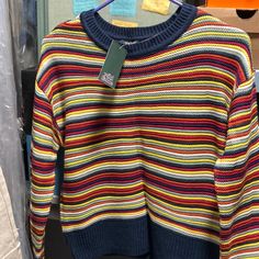 Super Soft Multicolor Sweater By Wild Fqble. Xs But Fits Like A Medium Nwt Casual Multicolor Winter Tops, Casual Multicolor Tops For Winter, Casual Striped Color Block Sweater, Colorful Cotton Casual Sweater, Colorful Casual Cotton Sweater, Casual Colorful Cotton Sweater, Argyle Sweater Vest, Multicolor Sweater, Green Knit Sweater