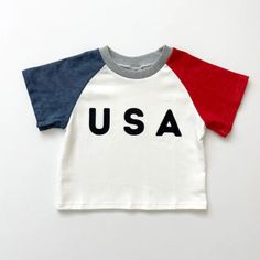 USA Tee | 6/12mo to 5/6T – Valor + Violet Usa Tee, Bike Shorts, Spandex Fabric, Cotton Spandex, Final Sale, Size 4, Spandex, Fabric, How To Wear