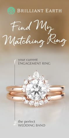 an engagement ring with the words find my wedding ring on it, and two different bands