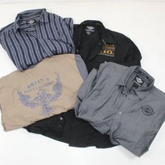 Harley Davidson A Lot Of 4 Shirts Xl And Xxl Pre Owned, In Very Good Condition, Worn Once Harley Davidson Shirt, Casual Shirts For Men, Casual Button Down Shirts, Black Gray, Harley Davidson, Black And Grey, Mens Shirts, Man Shop, Grey