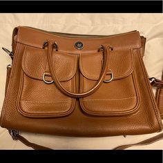 Brown Leather Purse From Dooney And Burke. Has Short Handles As Well As A Longer Strap. Barely Used, Smoke Free Home, No Rips Or Stains. Dooney And Burke, Brown Leather Purse, Dooney & Bourke Bags, Leather Purse, Dooney Bourke, Leather Purses, Brown Leather, Handles, Bag Lady