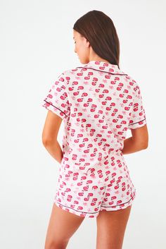 Add a fresh update to your polo sleepwear with our Moby the Whale print! This new version of the original Moby print is designed to bring an updated cult classic to your pajama drawer. Featuring shorts and a matching short-sleeve button-up top, this Pima cotton pajama set is made for a breezy feel on those warmer nights. Button Front Closure Functional Breast Pocket Contrast Piping Detail Mid-Rise Elastic Waist Materials and Care 100% Premium Cotton Machine Wash Cold, With Like Colors Do Not Ble Printed Cotton Pajama Shorts For Sleep, Casual Sleepwear With All Over Print, Cotton Printed Pajama Shorts For Sleepover, Casual Sleepwear With All Over Print For Pajama Party, Cotton Graphic Print Sleepwear For Pajama Party, Cotton Sleepwear With Camp Collar For Loungewear, Relaxed Fit Sleepwear With All Over Print For Loungewear, Relaxed Fit Print Sleepwear For Loungewear, Pink Graphic Print Sleepwear For Loungewear