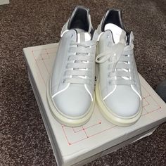 White With A Hint Of Reflective Grey. Only Worn Once, Like Brand New!! Size 38. Comes With Box And Dust Bag. Designer Custom White Sneakers With Translucent Outsole, Shoes Alexander Mcqueen, Alexander Mcqueen White, Mcqueen Shoes, Alexander Mcqueen Sneakers, Mcqueen Sneakers, Alexander Mcqueen Shoes, Alexander Mcqueen, Athletic Shoes