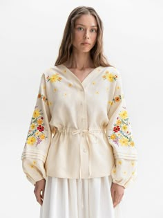 Cream Yellow, Comfort Wear, Designer Wear, Embroidered Shirt, Embroidered Dress, Floral Print Dress, Linen Shirt, Shirt Color